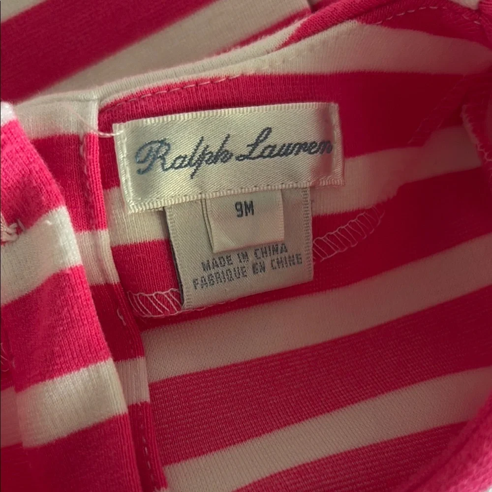 Ralph Lauren Pink and White Striped Pleated Dress